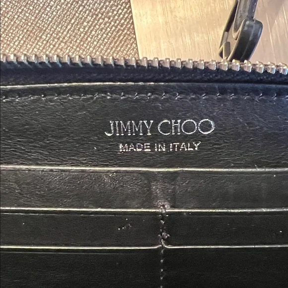 Jimmy Choo Black Leather Star-Stud Zip Wristlet GUC leather is so nice - Picture 2 of 11